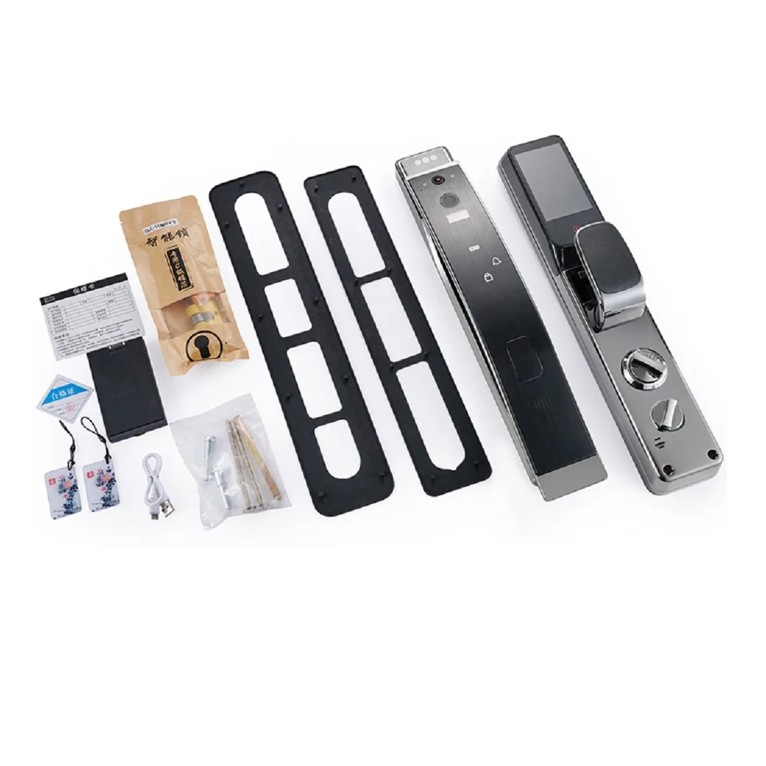 Electronic Digital Passcode Wifi Fingerprint Camera 3D Smart Home Wood Door Lock Aluminum Alloy Grey Cloud Bluetooth Cable Lock