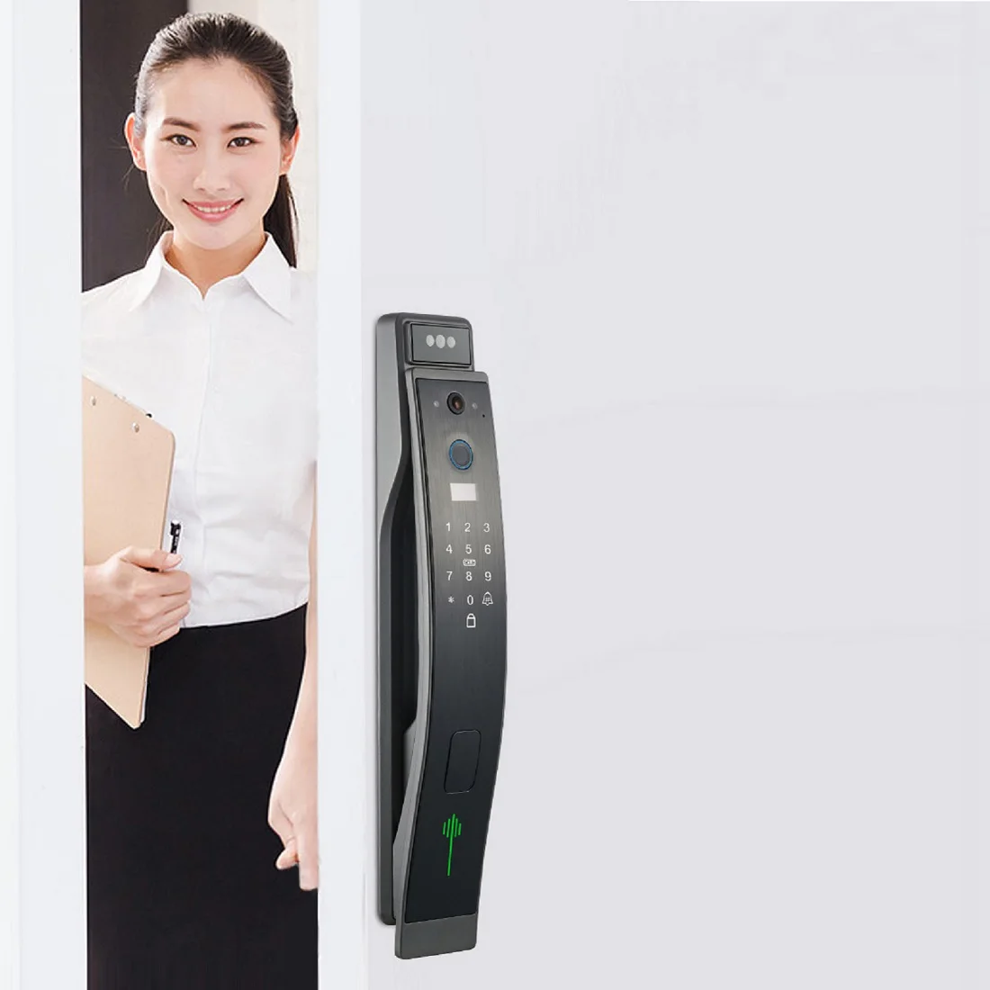 Electronic Digital Passcode Wifi Fingerprint Camera 3D Smart Home Wood Door Lock Aluminum Alloy Grey Cloud Bluetooth Cable Lock