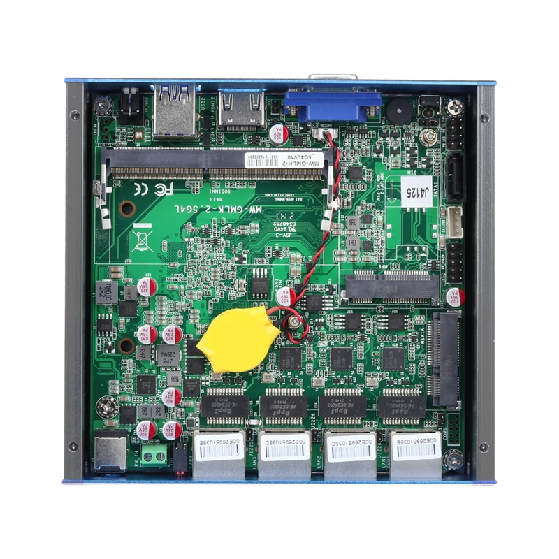 Celeron J4125 1u Barebone Pc 2.5G Gigabit LAN Card Router Firewall Networking Server Black USB Wireless SWITCH WIFI Status Power