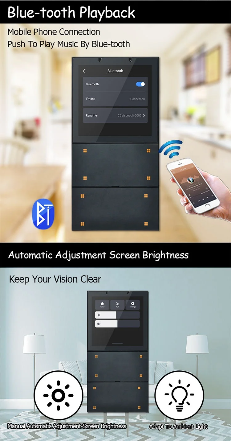UEMON Smart Home System Tuya Zigbee Wall Switch Control Panel Home Automation WiFi Touch Screen Android 8.1 Wall Amplifier