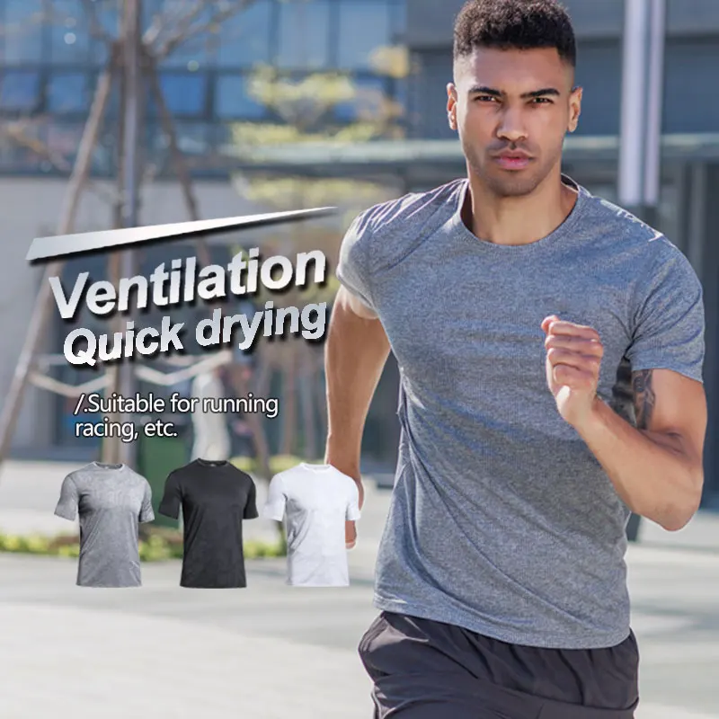 cheap sports t-shirt for men 100% high quality blank milk silk joggers fitness workout training wear customized