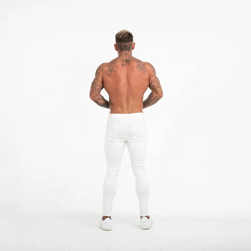 Gingtto men’s jeans pants men skinny jeans new  ripped jeans  men street wear white skinny destroy washed slim fit stretch pant