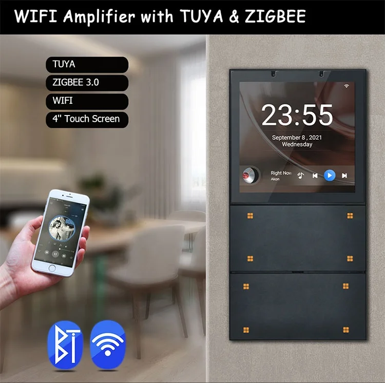 UEMON Smart Home System Tuya Zigbee Wall Switch Control Panel Home Automation WiFi Touch Screen Android 8.1 Wall Amplifier