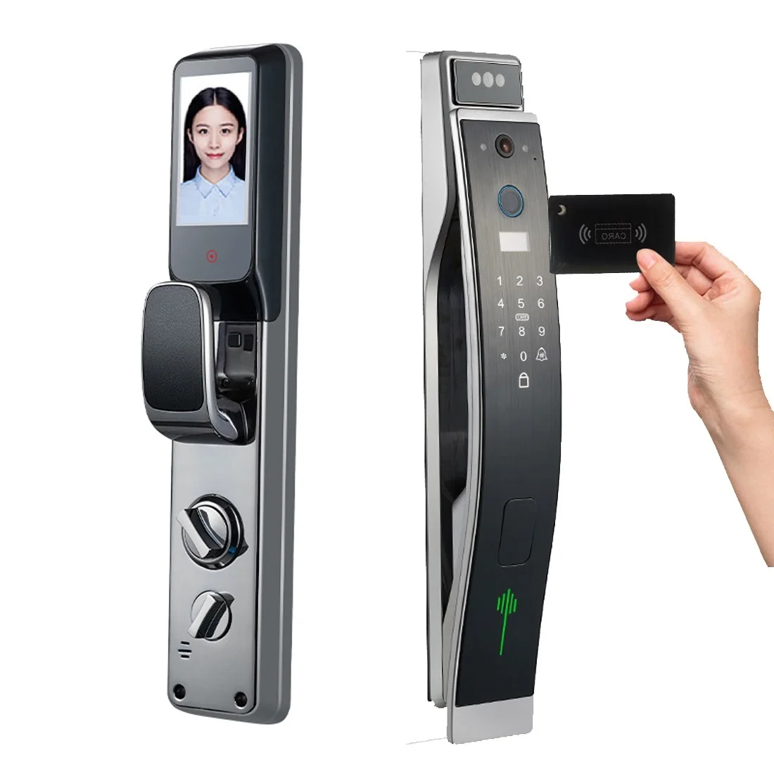 Electronic Digital Passcode Wifi Fingerprint Camera 3D Smart Home Wood Door Lock Aluminum Alloy Grey Cloud Bluetooth Cable Lock