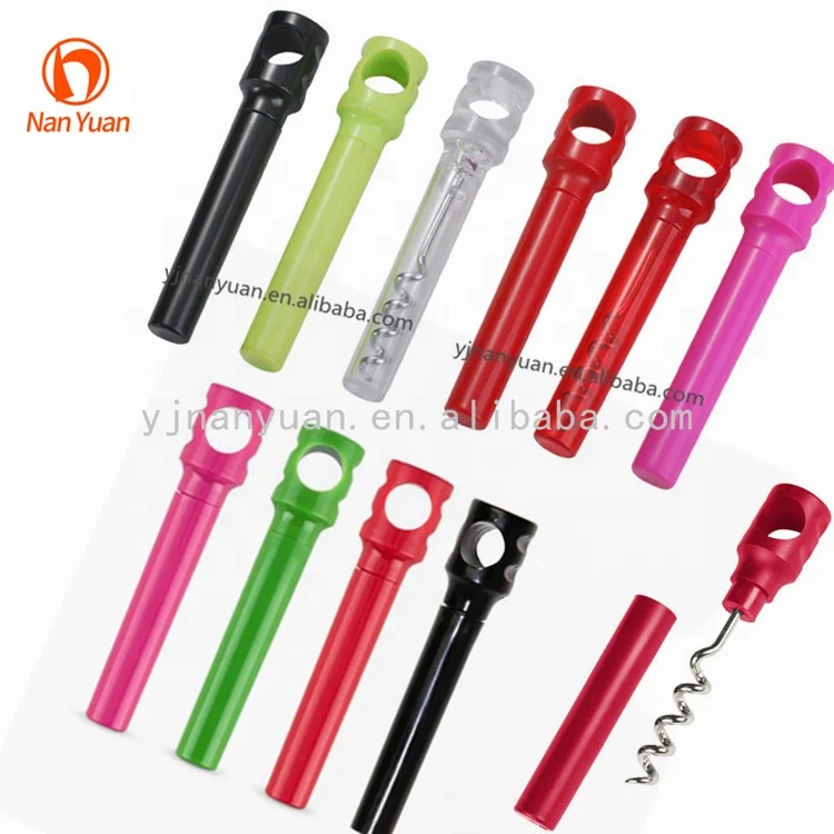 Promotional customized personalized pocket T shaped wine corkscrew for plastic handle