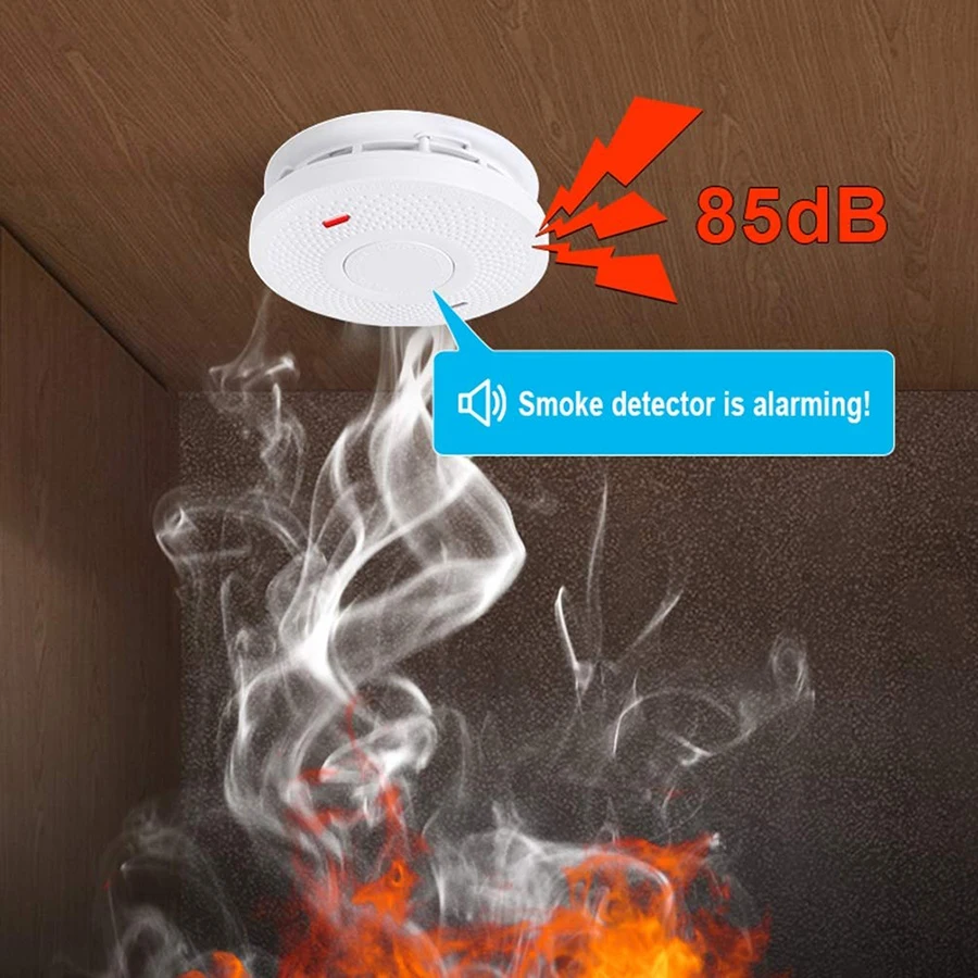 OEM ODM Smart home security alarm system smoke sensing carbon monoxide combined detection smoke alarm 10-year lithium battery