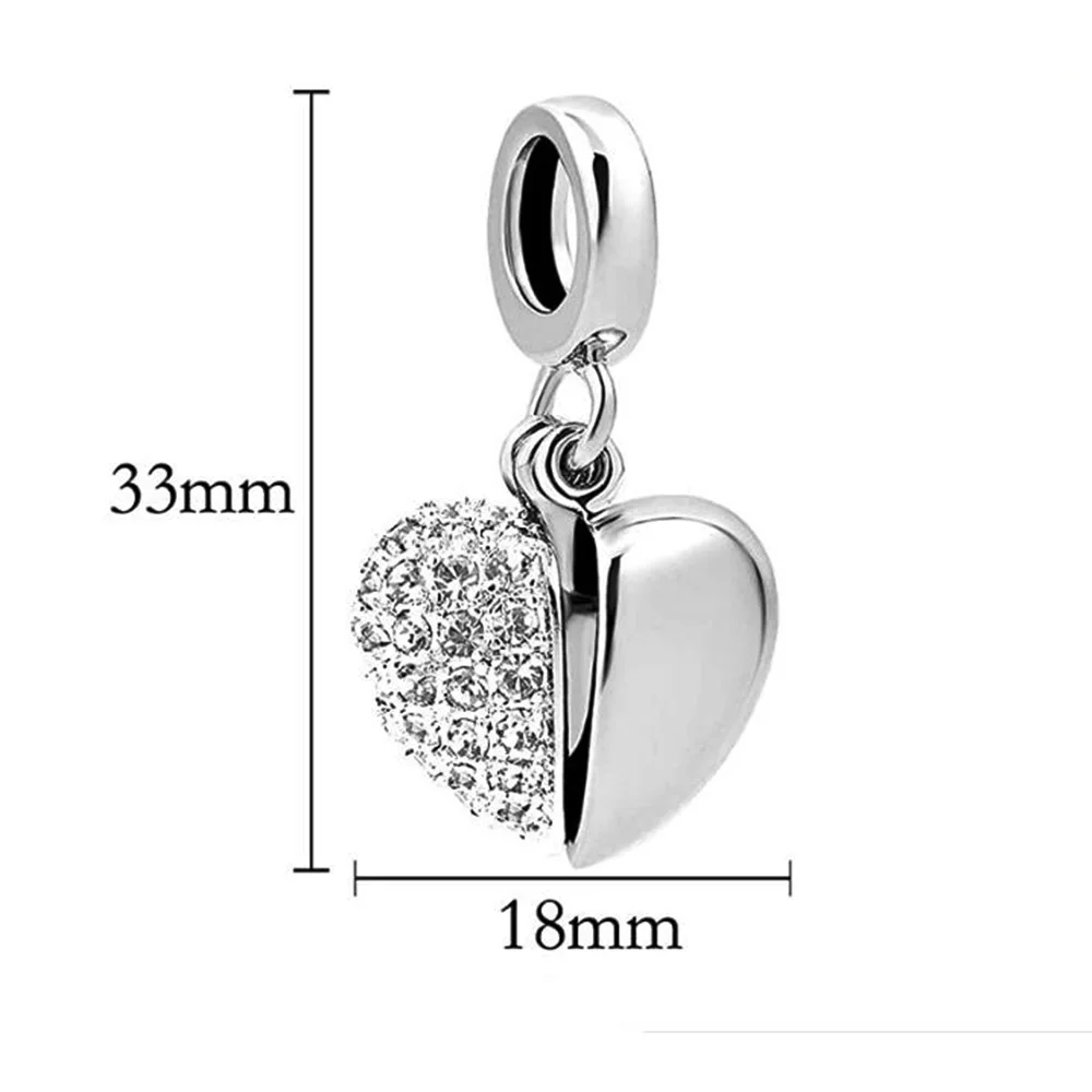 Stainless Steel Paved Diamonds Openable Ashes Holder Heart Necklace