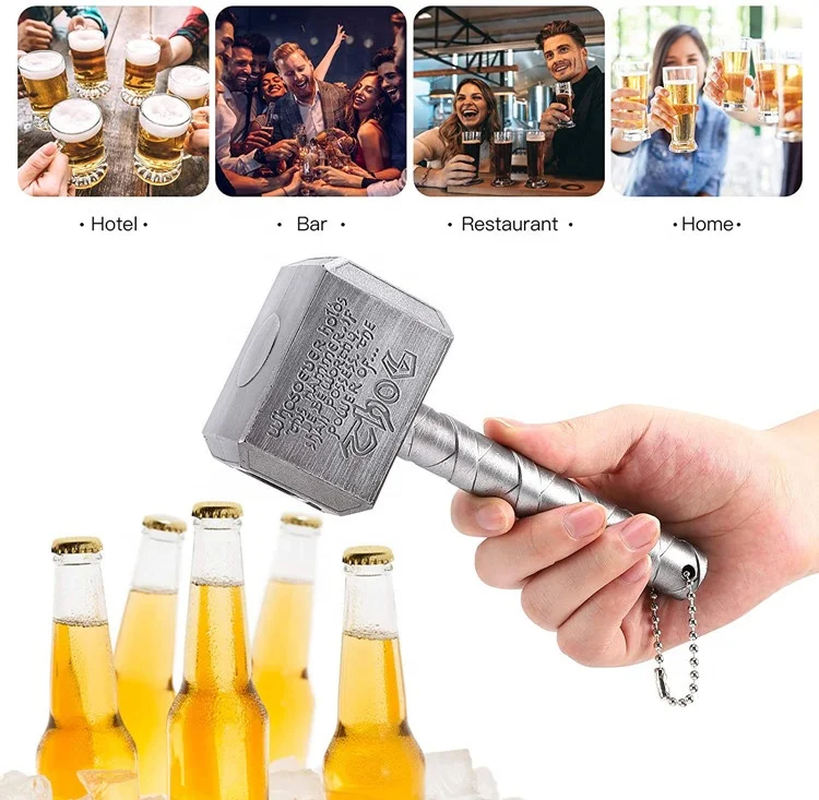 Customized blank hot selling thor hammer shaped beer bottle opener with magnet