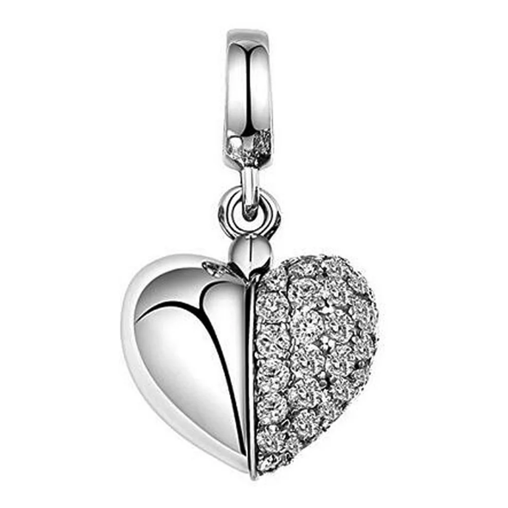 Stainless Steel Paved Diamonds Openable Ashes Holder Heart Necklace