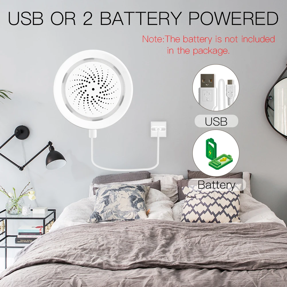 Tuya Smart Sound and Light Siren Alarm Wifi Trigger Alarm Smart Home Security System 100dB Loud Wireless Remote Control Alexa