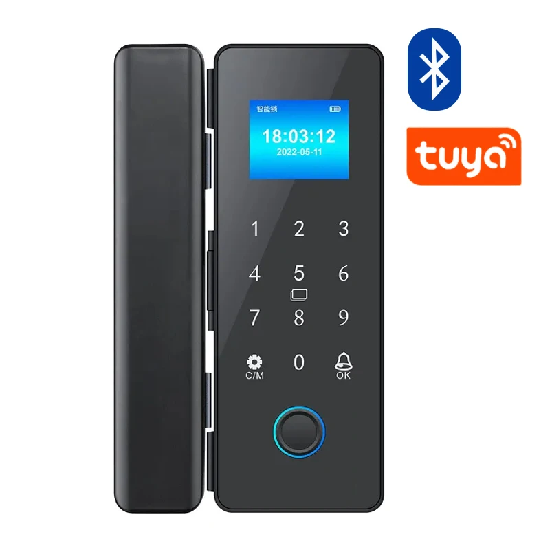 K190 Tuya Security Electronic Smart Biometric Fingerprint Door Lock double side sliding glass electric door lock