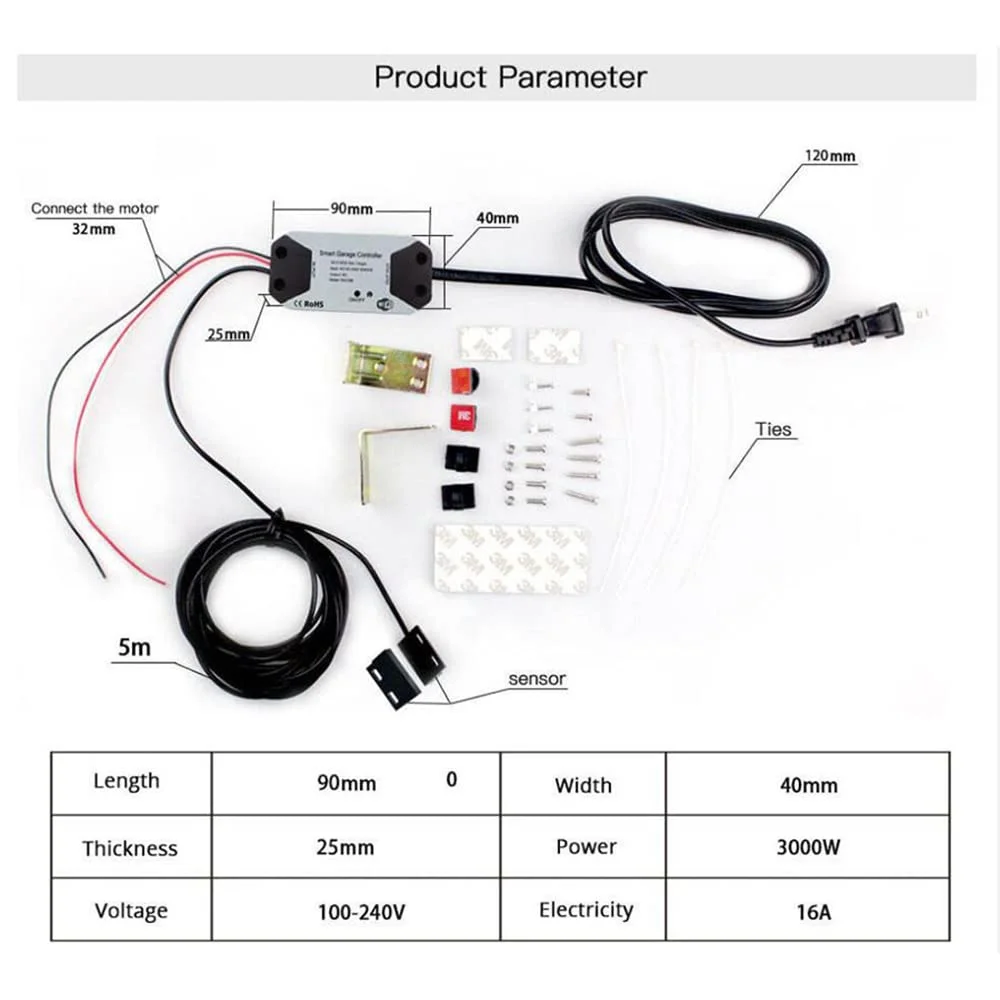 Sliding Gate Controller Tuya Smart Life APP Alexa Echo Google Home Voice Control Wireless WIFI Garage Door Opener