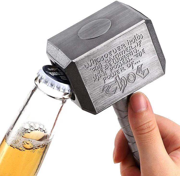 Customized blank hot selling thor hammer shaped beer bottle opener with magnet