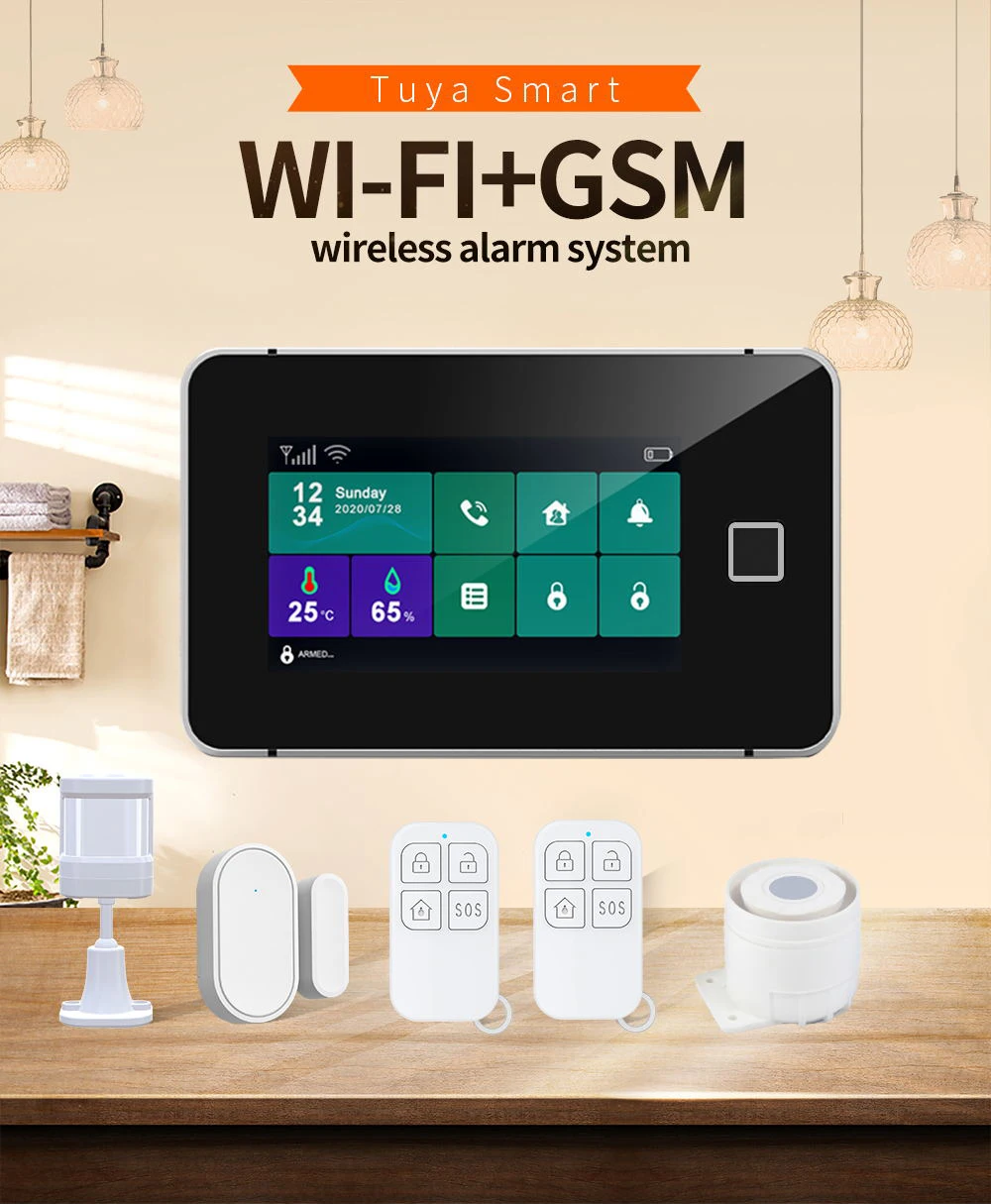 Tuya Wholesale Gsm Wifi Home Security Wireless Fire Burglar Alarm System For Home Smart Alarm System Home Security
