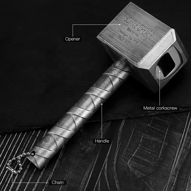Customized blank hot selling thor hammer shaped beer bottle opener with magnet