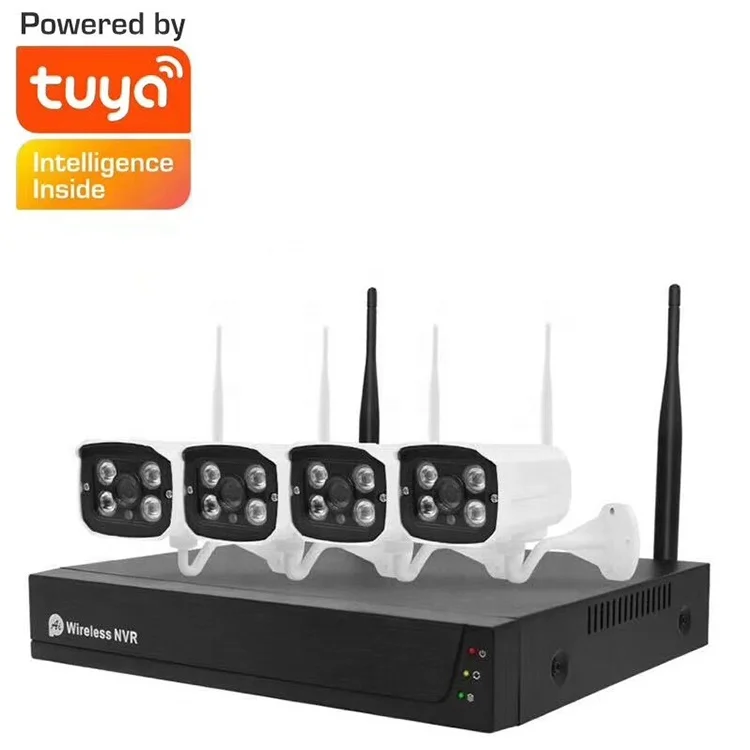 tuya nvr 4ch 8ch 3mp 5mp cctv home security set p2p 1080P 2MP HD 4 8 channel wifi wireless 1080p nvr camera system kit