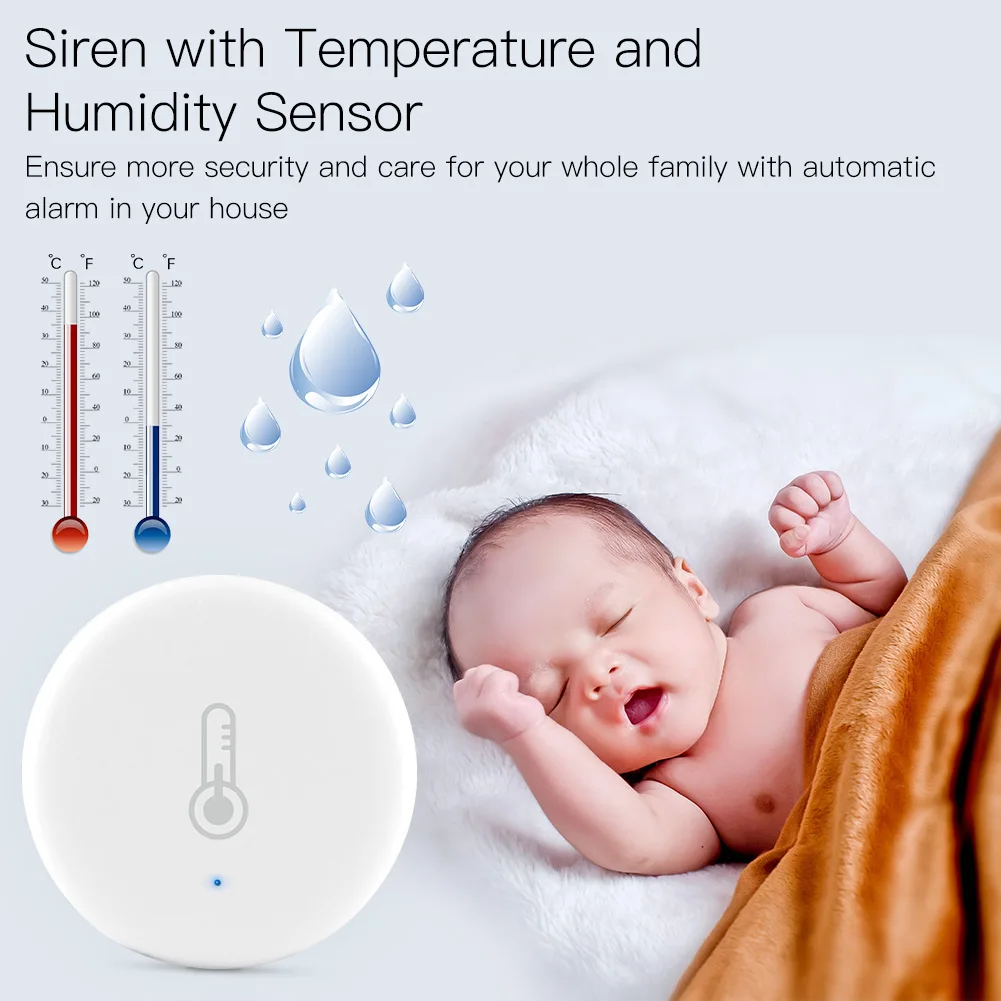 ZigBee Temperature and Humidity Sensor Detector Tuya Smart Battery Powered Smart Home Security System Alarm Smart Life Alexa