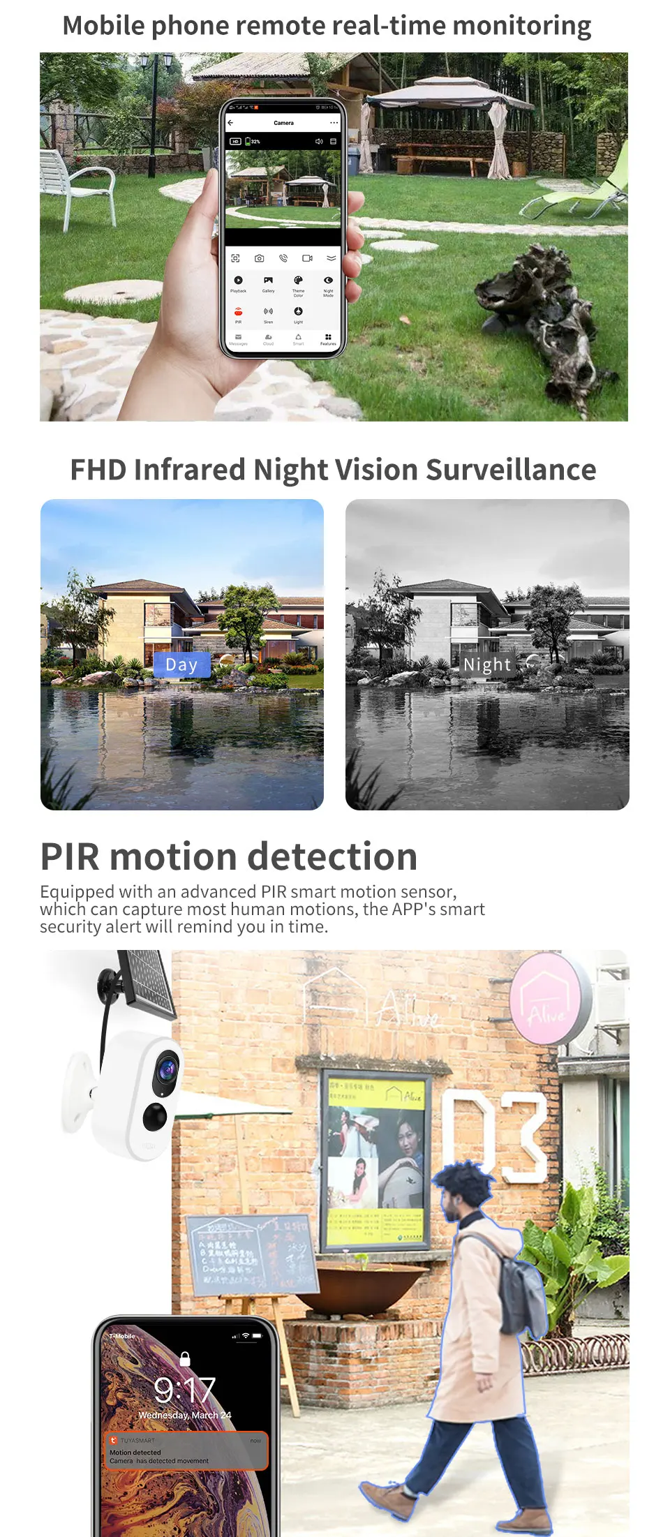 Whole Sale Solar 4G Camera Cctv Camera Wifi Solar Battery Powered PIR 1080P Wireless Security Camera