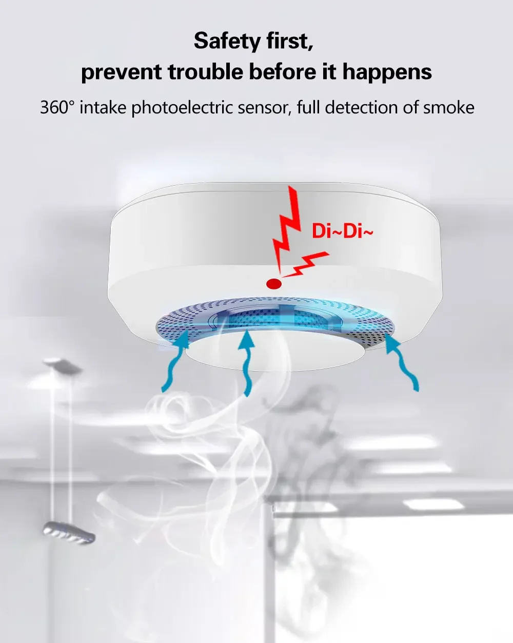 Tuya Smart WiFi Smoke Alarm System 80db Loud Alarm Sound Smart Life APP Control DC Power Security Smoke Alarm Sensor