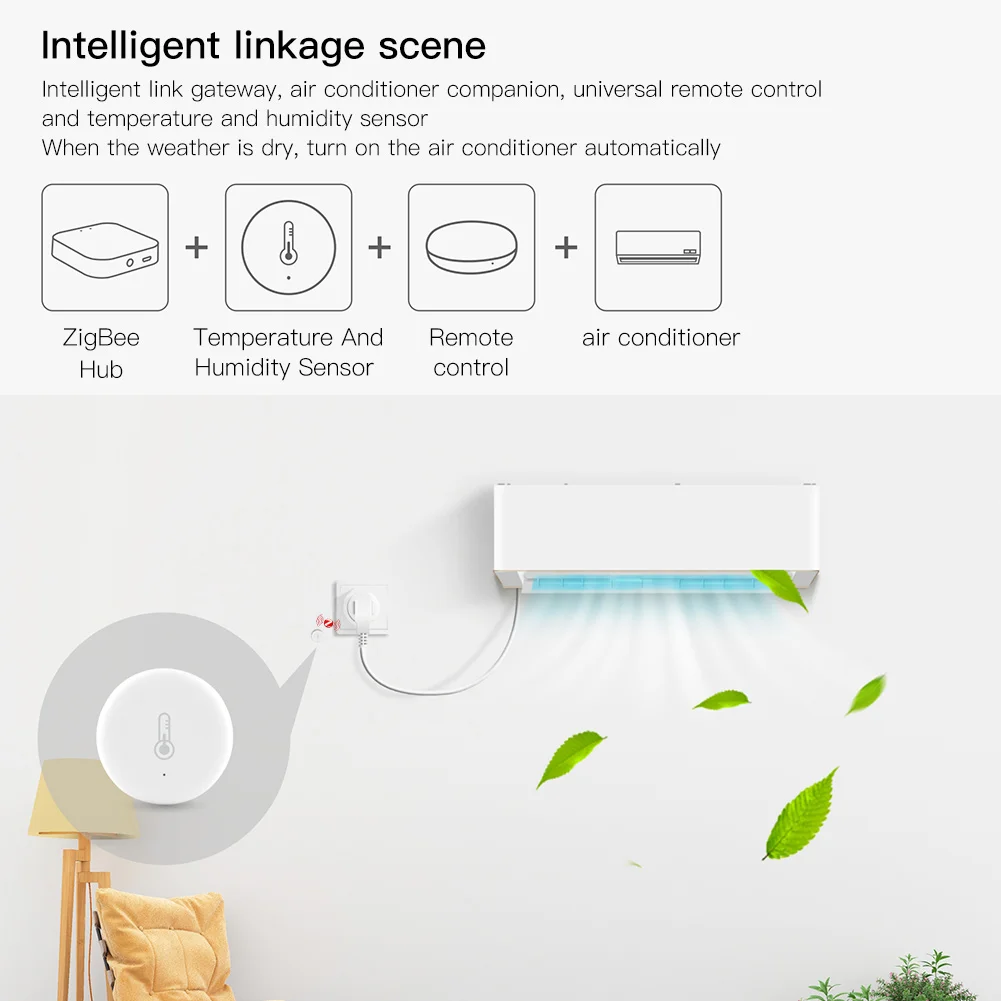 ZigBee Temperature and Humidity Sensor Detector Tuya Smart Battery Powered Smart Home Security System Alarm Smart Life Alexa