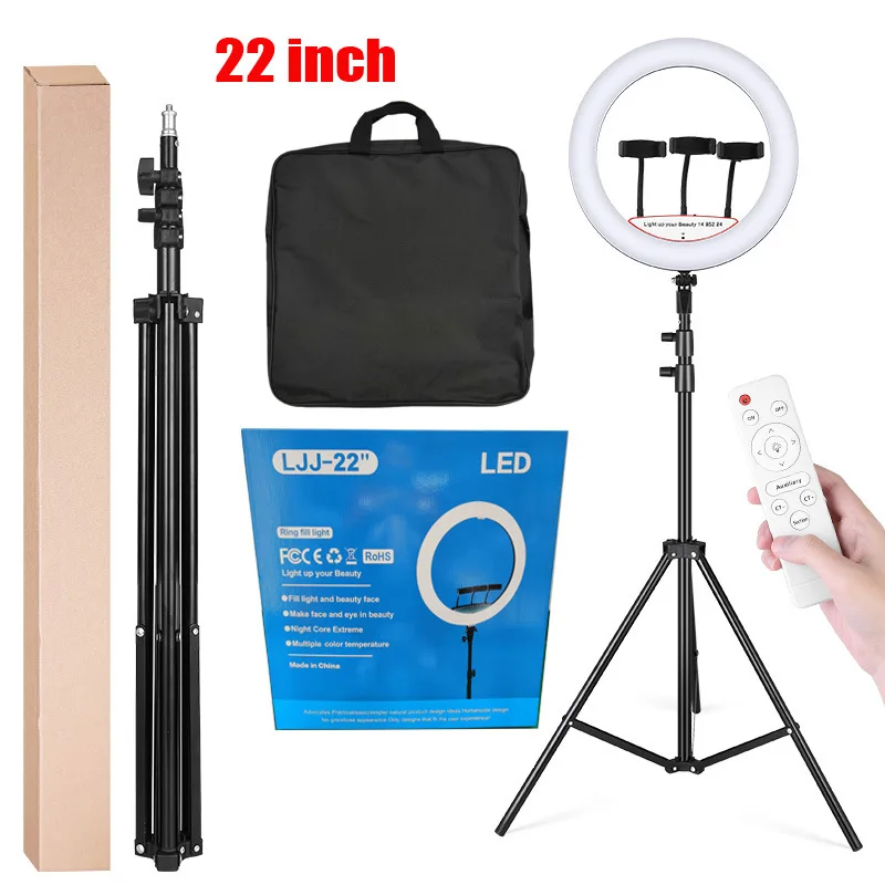 Yiscaxia Dropshipping Package Ringlight Portable Professional LED Phone Selfie 22 Inch RGB Ring Light with 210cm Tripod Stand