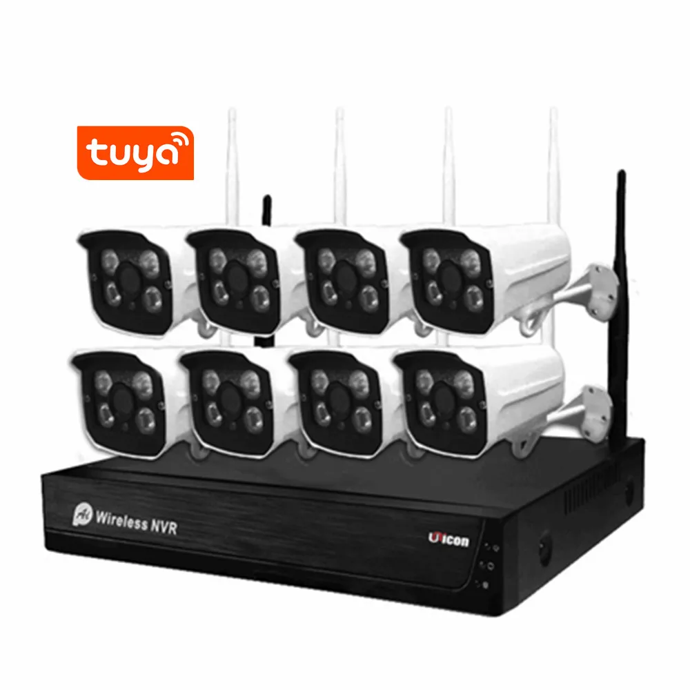 Tuya Smart Video Surveillance CCTV System 8CH 4CH 5MP WiFi Nvr Kit Support Night Vision Two Way Audio