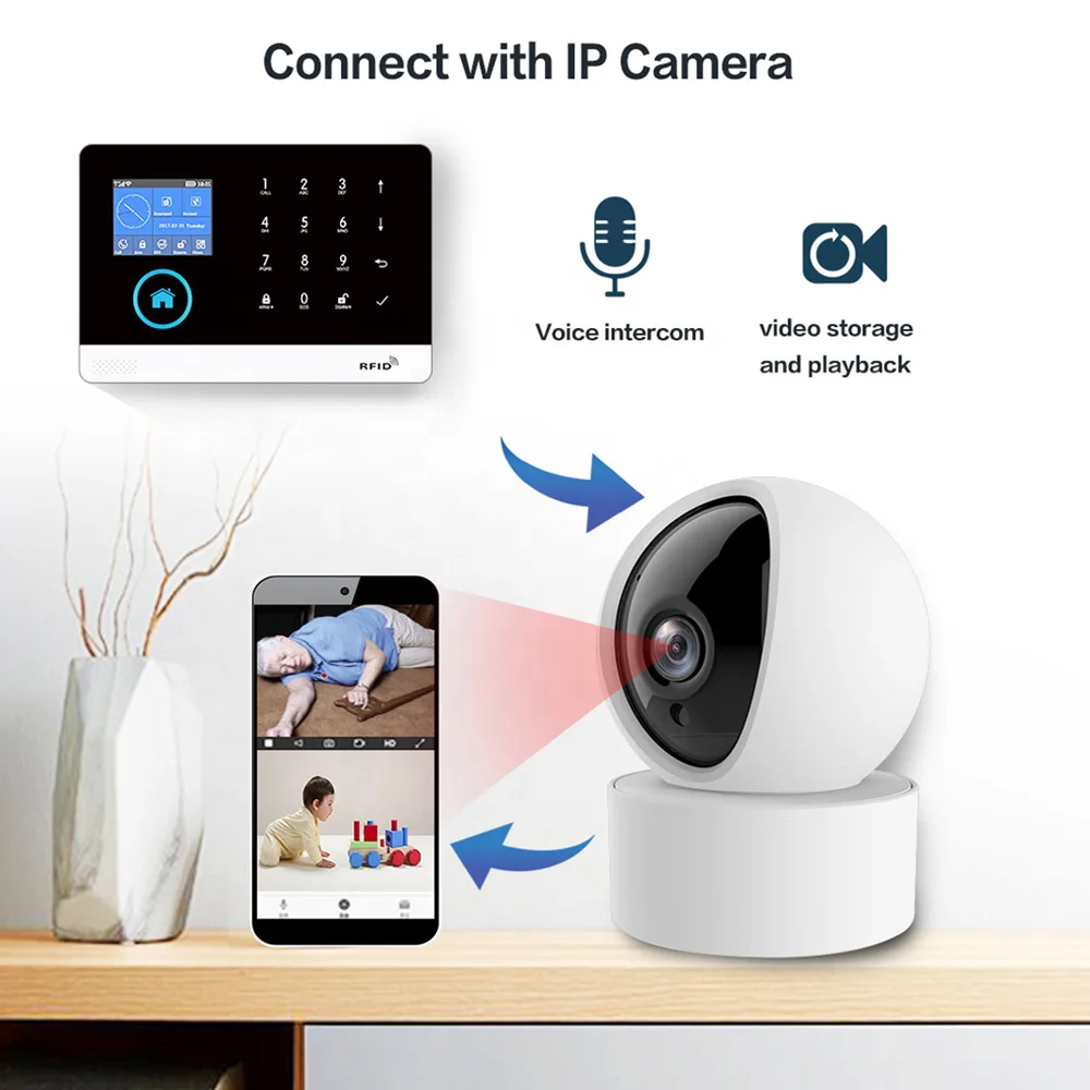 Tuya Wireless WIFI GSM 433MHz 4G Home Security Alarm System With Motion Sensor Detector Home Burglar Security Protection System
