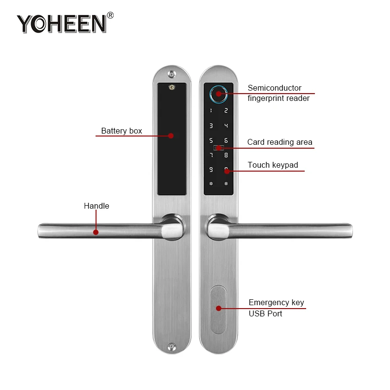 Door Lock High Security Ttlock APP BLE Wifi Control Electronic Smart Fingerprint Keyless Sliding Aluminum Stainless Steel Cloud